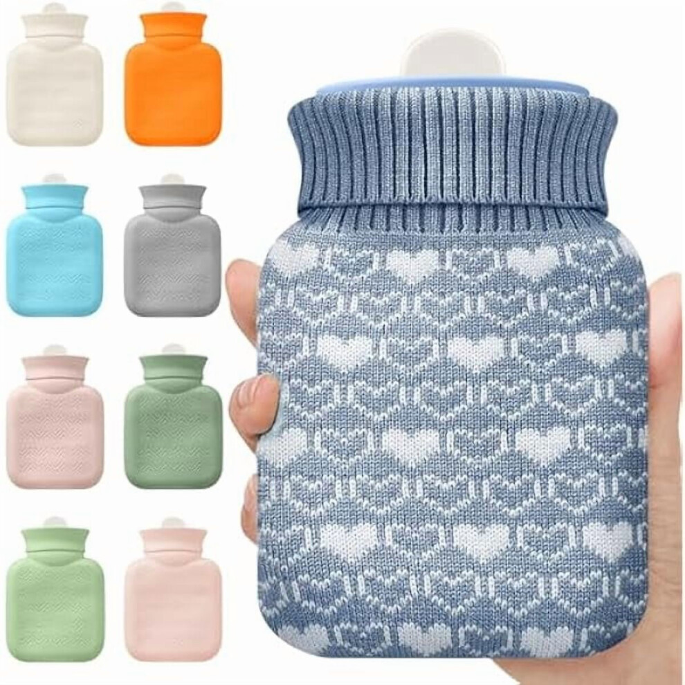 Blue Mini 320Ml Hot/Cold Compress Bottle With Silicone Cover, Microwaveable, Travel-Friendly Pain Relief & Gift (Stone )