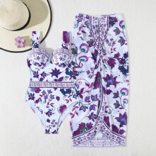 Women's One-Piece Swimsuit with Detachable Cover Up High Cut Bathing for Pool Beach Vacation Honeymoon Summer Two-piece Sports Swimsuit