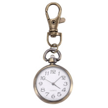 Bronze Round Quartz Pocket Watch Keyring for Women