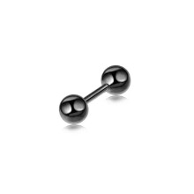 Screw Ball Back Piercing Stud Stainless Steel Balls Ear Stud Barbell Earrings-black 1.2*6*4