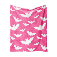Halloween Bat Print Soft Flannel Blanket 27.55x39.37in Pink Cozy Conditioning Throw for Couch Bed Decor