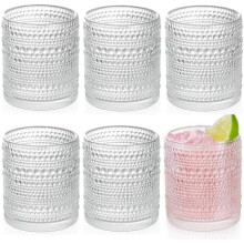 Ensemble de 6 verres à boire Hobnail, 385 ml (13 oz), style vintage en relief
