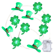 9.84ft St. Patrick's Day LED String Lights with Green Hat & Clover, Indoor/Outdoor Decor (w/ Controller)