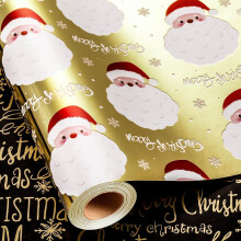 Rotolo di carta da regalo dorata con Babbo Natale, 43 cm x 10 m