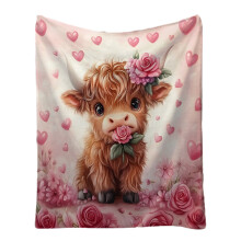 Valentine's Day Plush Throw Blanket with Red Heart Prints – Anniversary, Wedding, Birthday Gift for Women, Wife, Lover (M)