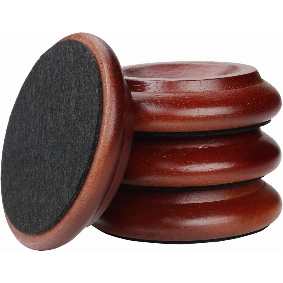 4Pcs Solid Wood Piano Caster Cups With Non-Slip Felt Pads For Hardwood Floors Â Dark Brown, Compatible With Upright Pianos 9399596616193