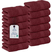 12-Pack 100% Cotton Pomegranate Face Towels, 12x12", 550 GSM, Super Soft & Absorbent – Reusable Washcloths for Bathroom, Shower, Spa & Gym