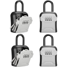 4-Pack Gray Lock Box, Wall-Mount & Portable, Resettable Combo, Compatible with Outside House/Apartment Keys Storage