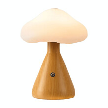 Lampe champignon en bois, veilleuse LED 3 couleurs réglables