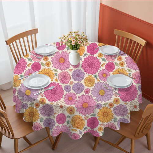 Rund dug med blomsterprint, 60x60 tommer