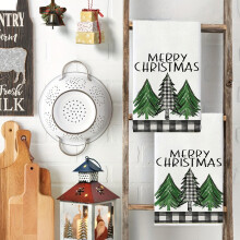 Festive Christmas Kitchen Towels Set, 19x16 Inch Absorbent Drying Cloths for Dishwashing, Cooking and Baking with Holiday Winter Patterns