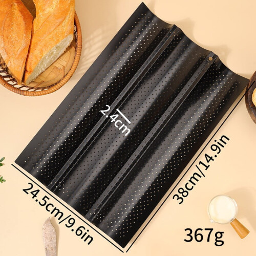 Forma antiaderente perfurada para pão francês, 38 x 24,5 cm (14,96 x 9,65 polegadas) 1