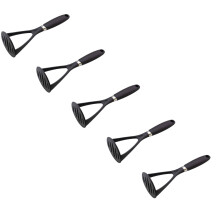 5Pcs Heavy Duty Silicone Potato Masher, Soft Grip, Heat Resistant, Compatible with All Cooktops