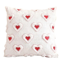 Valentijnskussenhoes 18x18 inch met geborduurd imitatiehart