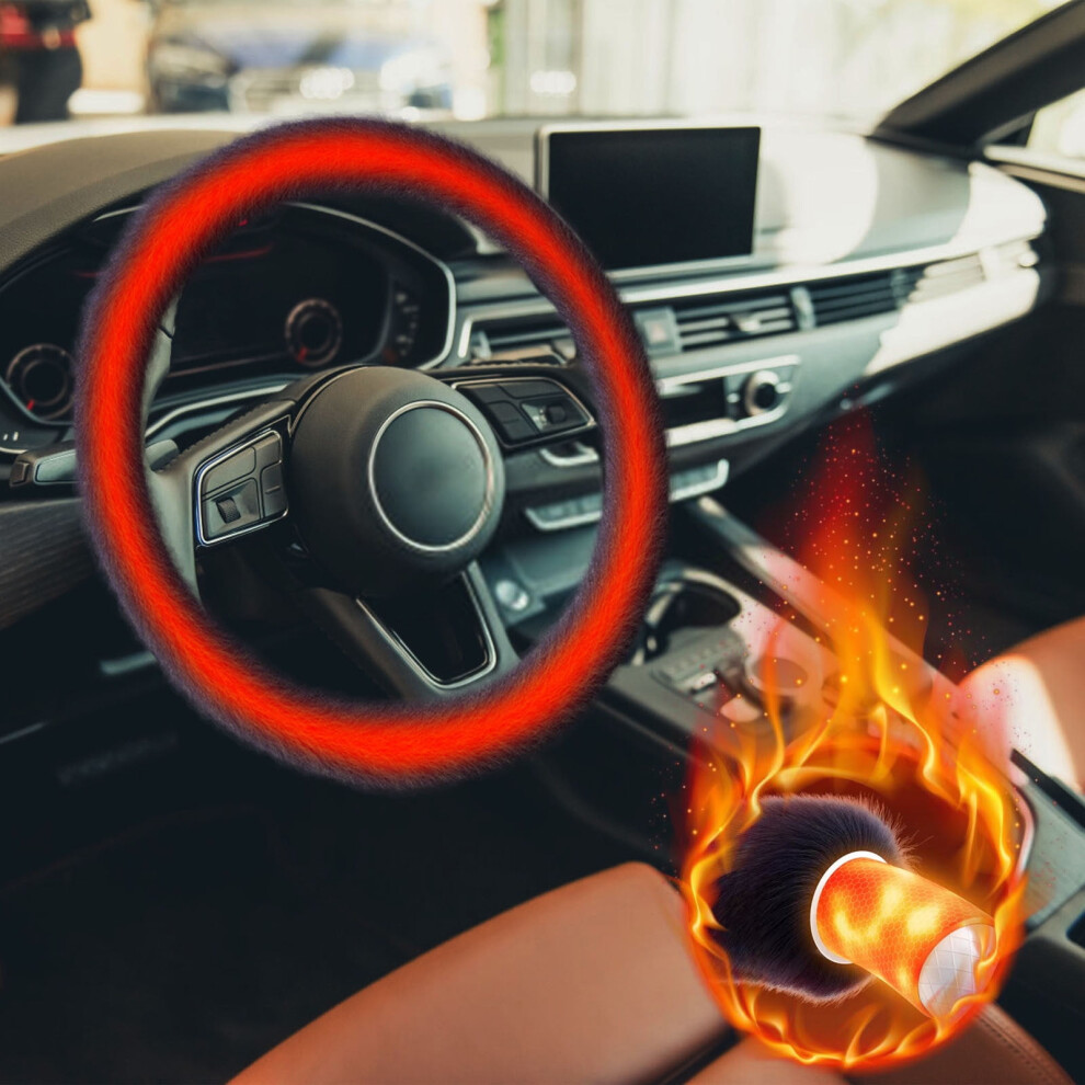 Heated Steering Wheel Cover For Cars, Thermal Insulation Protective Wrap For Winter Driving Comfort And Safety(,15"1.9") Blue 9181073348648