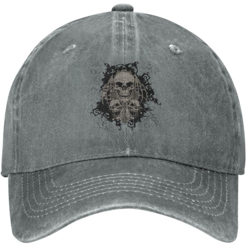 Skull Vintage Distressed Denim Dad Trucker Hat One Size
