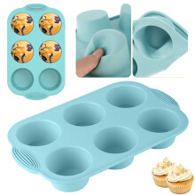 Moule à muffins en silicone à 6 cavités – Plaque de cuisson antiadhésive pour muffins, cupcakes, brownies et plus encore