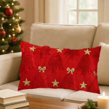Kissen – Weihnachtsdekoration: Weiche Dekokissen mit Weihnachtsbaum-Motiv, bestickt und flauschig, für winterliche Dekoration von Zuhause,