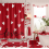 Ensemble rideau de douche rouge Saint-Valentin avec tapis (4 pièces) 1