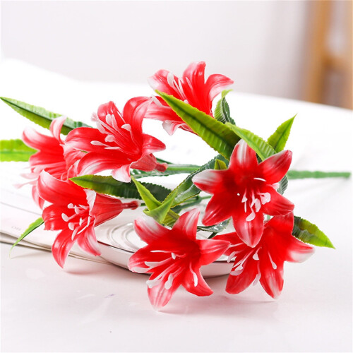 Flores Artificiais, Buquê Artificial de Plástico (Vermelho)