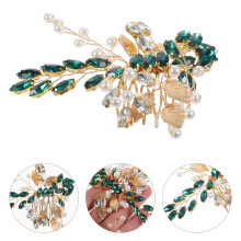Elegante peineta con pedrería verde, hermoso accesorio nupcial y de fiesta para mujeres y niñas.