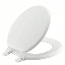 Round Enameled Wood Closed Front Toilet Seat In White