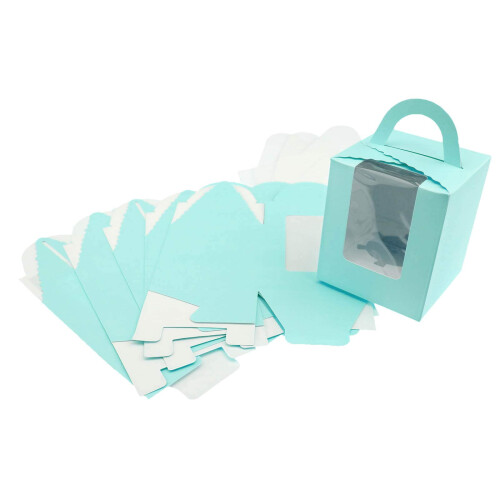 Scatole blu per cupcake con finestra trasparente, 50 pezzi 1