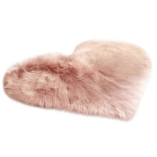 Tapis shaggy en imitation peau de mouton, antidérapant, en forme de cœur, pour chambre à coucher, doux et confortable, décoration intérieure