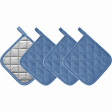 4-Pack Blue Terry Pot Holders, 7x7 Inch, Heat-Resistant Trivets & Hot Pads – Compatible with Everyday Kitchen Use