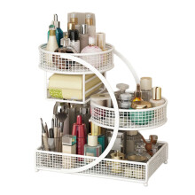 Organisateur cosmétique en métal sans assemblage, rangement portable à poser sur le comptoir pour les soins de la peau et les rouges à lèvres,