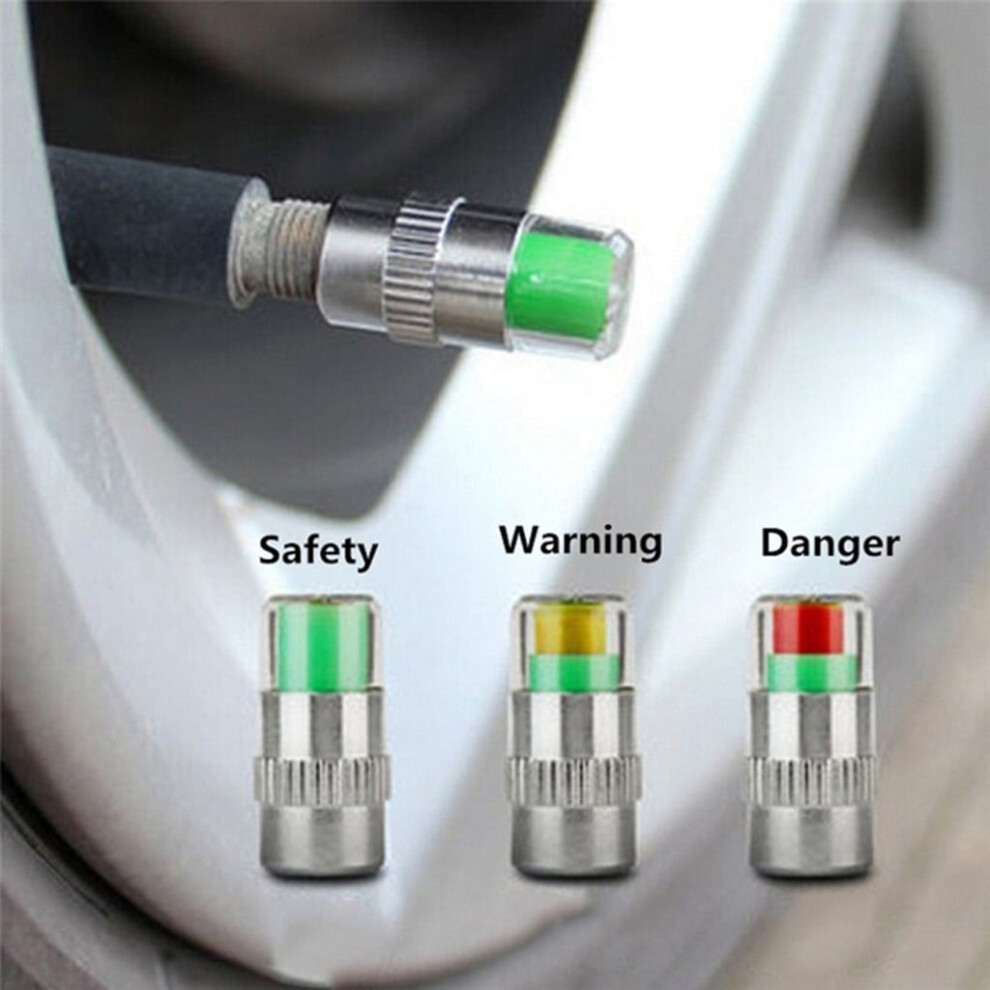 4Pcs 2.2Bar 32Psi Car Tire Pressure Monitor Valve Stem Caps Sensor Indicator 3 Color Eye Alert 9085618363779