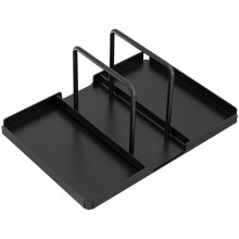 Organisateur de serviettes noir polyvalent et support pour salière et poivrière, idéal pour le rangement de la table.