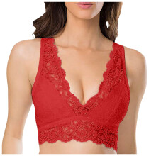 Sutiã feminino, sutiã de renda sem aro, lingerie com suporte para as costas, confortável de usar, sutiã esportivo feminino, Z01 Vermelho, 2XL