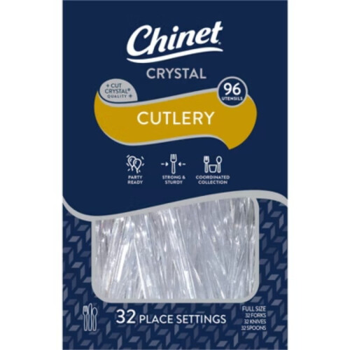 Couverts en cristal Chinet, 96 pièces