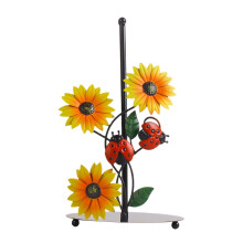 Porte-serviettes en fer Ă motif coccinelle et fleurs jaunes, compatible avec les torchons et les mouchoirs en papier
