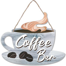 Panneau en bois pour coin café – Décoration murale rustique pour coin café, cuisine de style campagnard, compatible avec les bars à café –