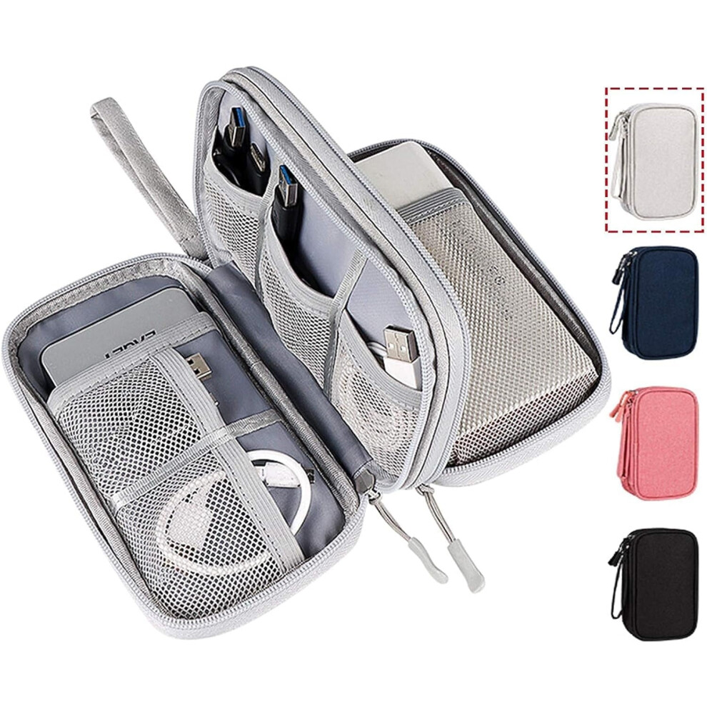 Waterproof Electronic Organizer Bag, Portable Cable Storage Case, Double Layer Cord Organizer Â Gray, Large 9181073351860