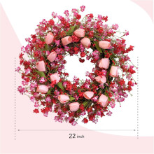 Couronnes printanières pour la Saint-Valentin – Guirlande de roses artificielles en forme de cœur, décoration de mariage et d'intérieur,