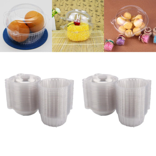 Stackable Clear Plastic Cupcake Containers with Airtight Dome Lid, Disposable & Deep Dome Design (50/100 PCS) 1