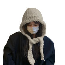 Wintermuts van gebreide stof voor dames, pluche muts in vissersstijl, zachte, warme muts voor koud weer, beige, one size