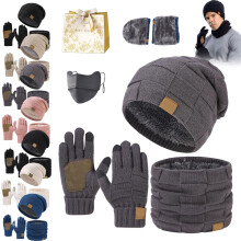 Zimní sada Ardenknit, 3dílná sada zimní teplé pletené čepice, čepice a šály, rukavice, teplá a pružná termo do chladného počasí