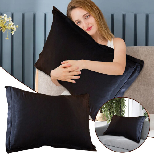 Ensemble de 2 taies d'oreiller en satin avec bordure 1