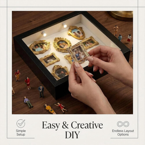 DIY Mini Gold Frame Kit with Figurines – 8 Frames, 10 1