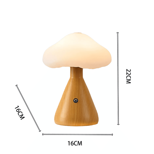 Lampe champignon en bois, veilleuse LED 3 couleurs réglables 1