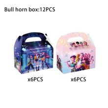 (12pcs box) Kpop Demon Hunters Birthday Decorations Balloons Set Cup Plates Cake Topper Gifts Bags K Pop Demon Hunters Birthday Pary Favors