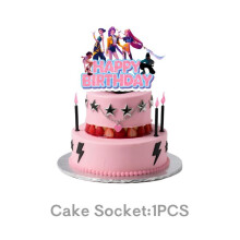 (1pc cake topper) Kpop Demon Hunters Birthday Decorations Balloons Set Cup Plates Cake Topper Gifts Bags K Pop Demon Hunters Birthday Pary Favors