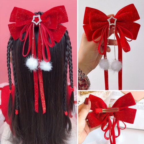 Accesorii de păr pentru fete, funde mari de păr, material roșu, pachet de 1, programări 2