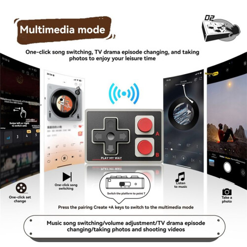 Controller Retro Gaming Handle E-Book Remote Page Turning for PC/Android/Simulation Game Wireless Gamepad A 2