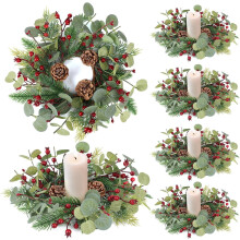 Mini grønne buksbomlysringer 7,5 cm 6 stk