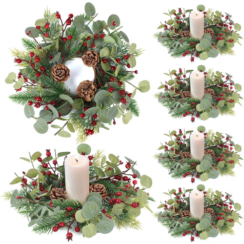 Mini grønne buksbomlysringer 7,5 cm 6 stk